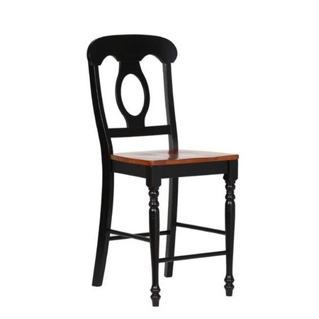 SUNSET TRADING Sunset Trading DLU-B50-BCH-2 Napoleon Chair in Antique Black with Cherry Finish Seats - Set of 2 DLU-B50-BCH-2